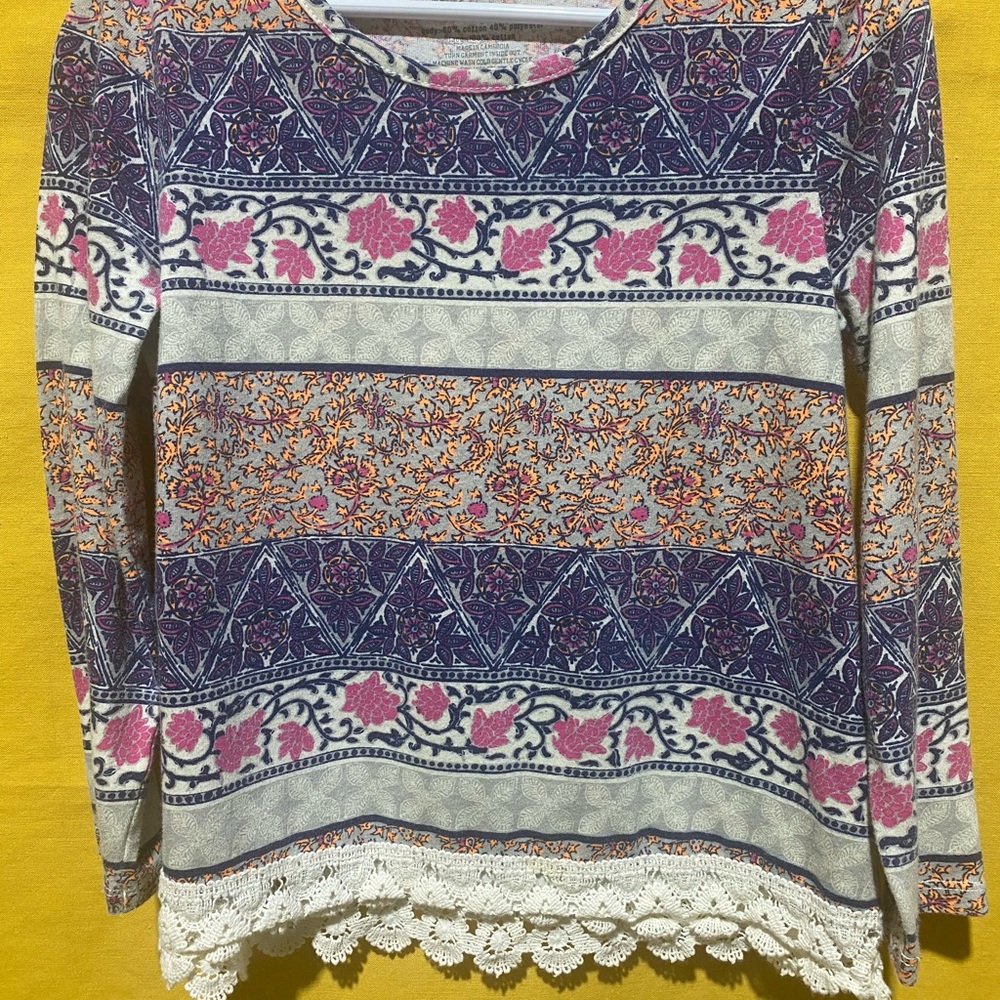 Bohemian Floral Long Sleeve Blouse by Arizona Jean Co.